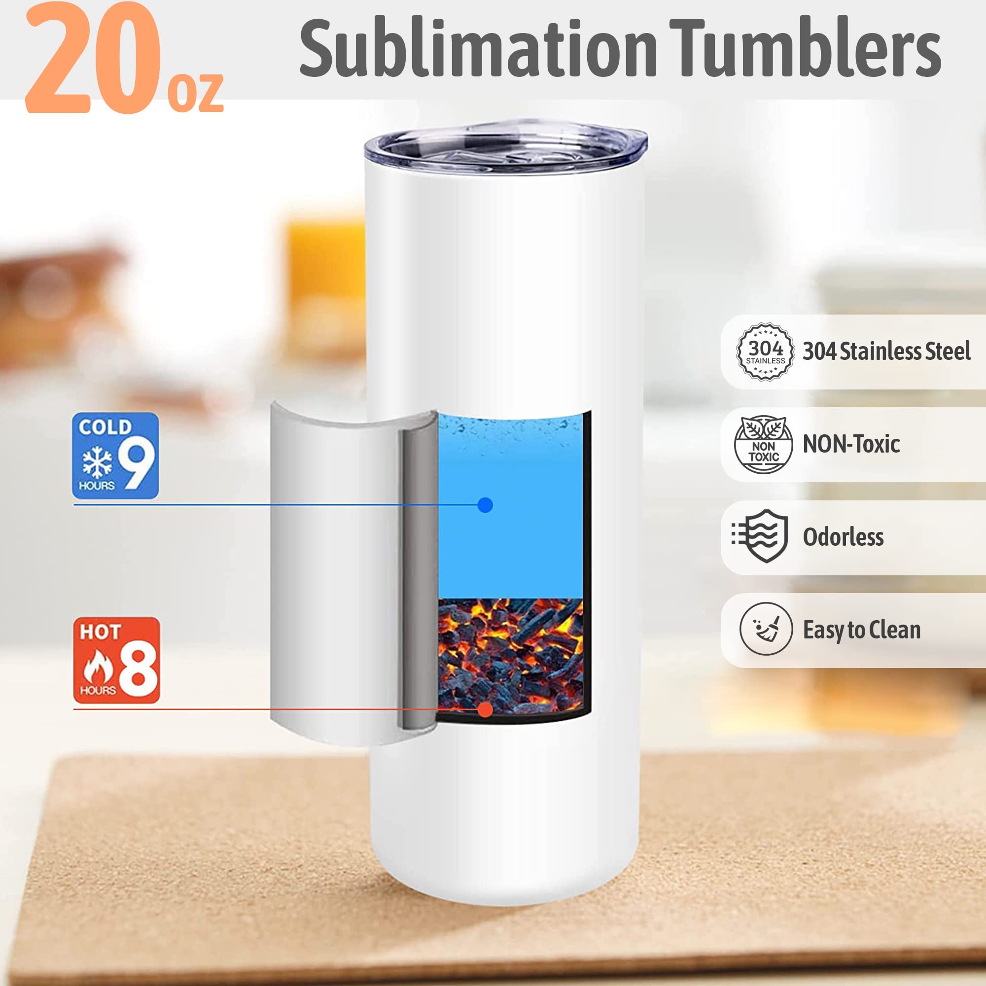 20 oz sublimation tumbler double-walled insulated cups