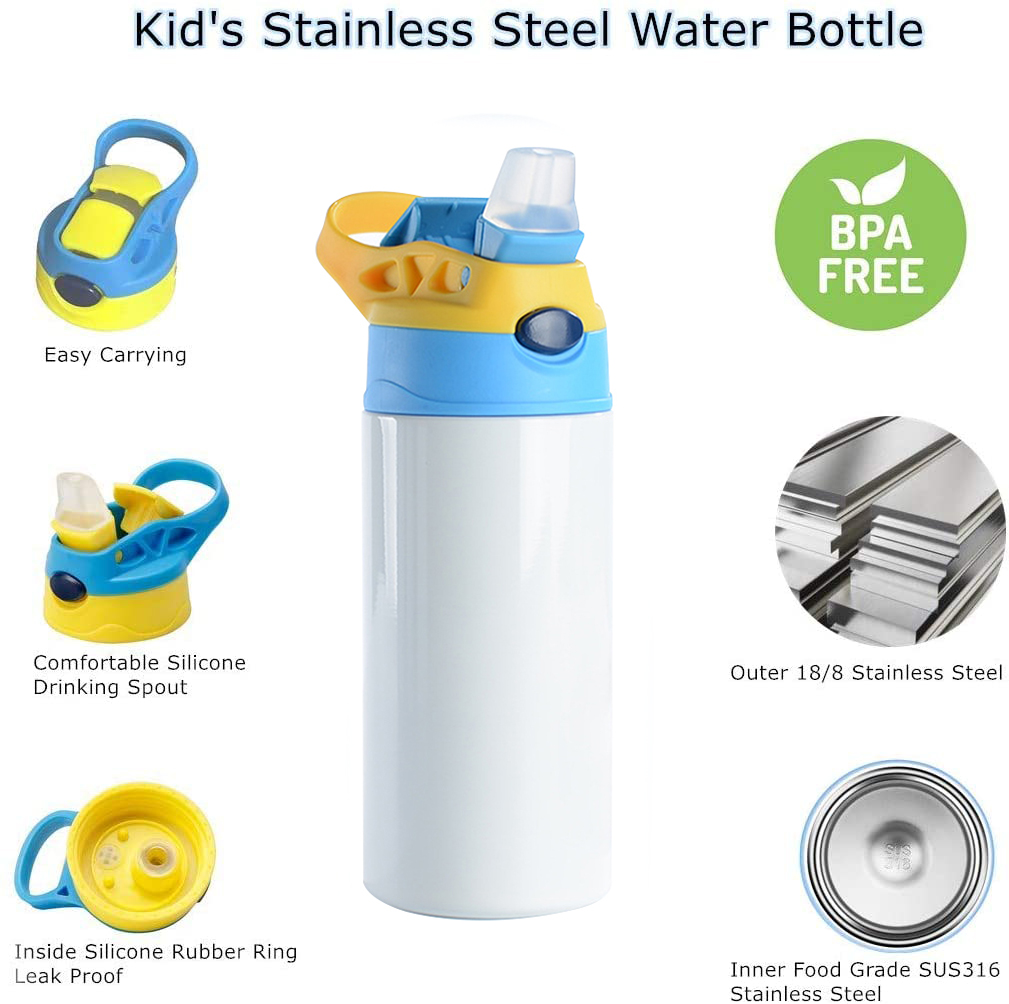 Sublimation Blank Sippy Kids Water Bottle description 1