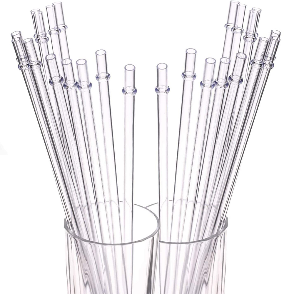 Reusable Straws Clear Solid Colors Plastic Acrylic 9” with Rings BPA Free  Sealed