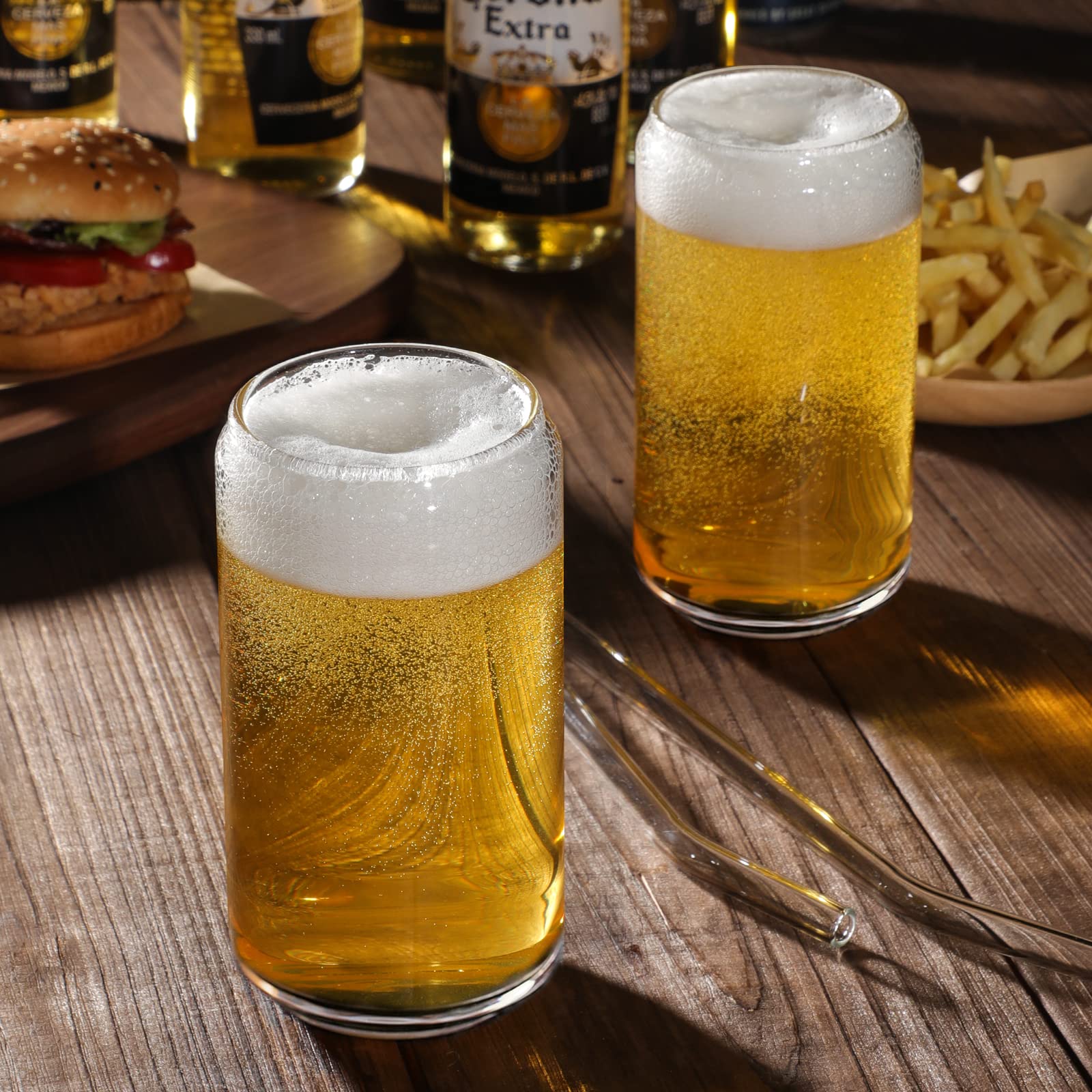 16oz Clear Can Beer Glass Cup Bamboo Lid Sublimation – KT CRAFT & MORE