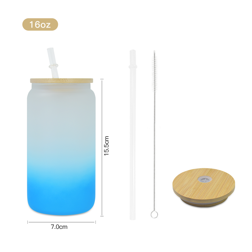 Gradient Color Glass Jar Beer Glass Can with Lid and Straw 16oz 20oz (3)