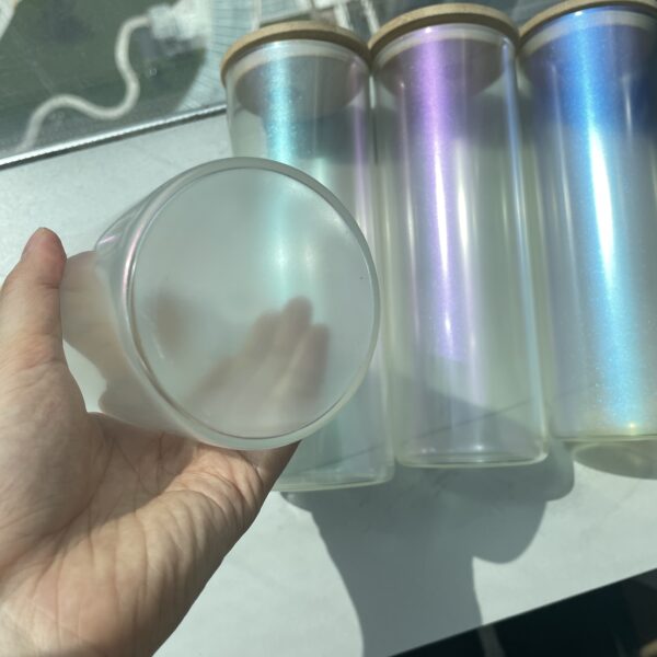 25oz Iridenscent Sublimation Glass Can with Lid
