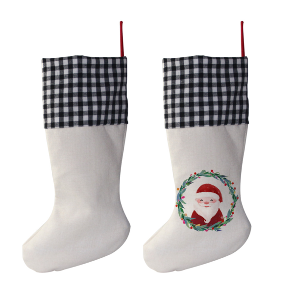 Wholesale Plaid Sublimation Blanks Christmas Linen Stocking