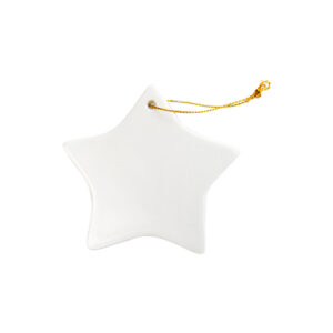 Xmas Sublimation Blank Ceramic Home Hanging Decoration with Gold Rope Star Shape