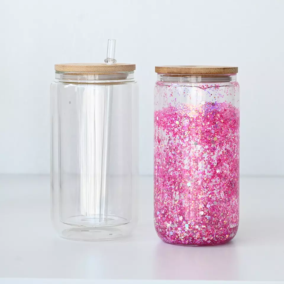 Double Wall Sublimation Glass Can Snow Globe Bulk Tumblers With Straws With  Bamboo Lid And Reusable Straw 16oz/25oz Capacity For Beer And Frosted  Drinks USA/CA Warehouse From Earlybirdno1, $3.14
