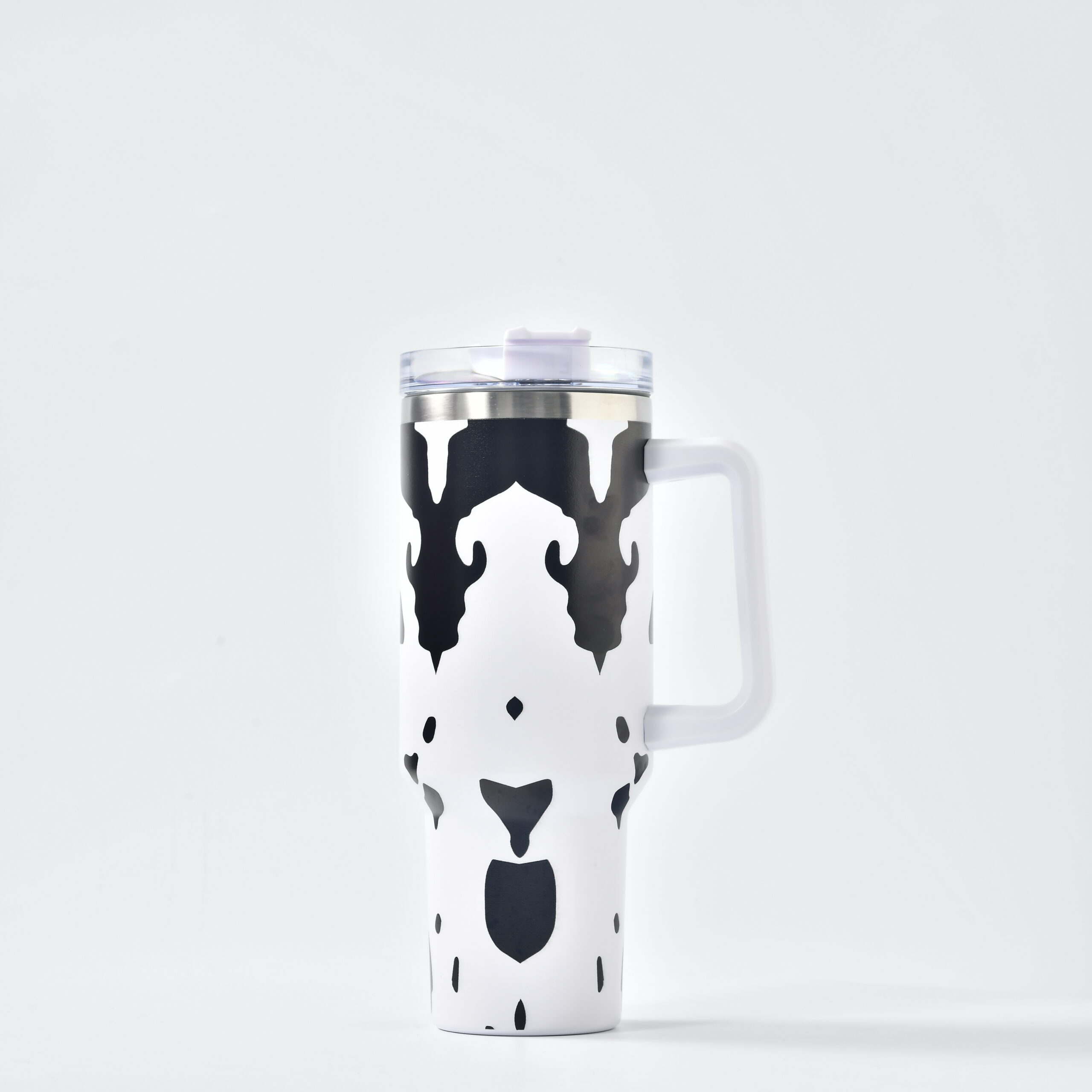 40oz Cow Print Double Layer Tumbler - Vacuum Insulated Stainless Steel Car  Cup with Handle, Straw Lid & Accessories - Perfect for Outdoor Sports, Trav