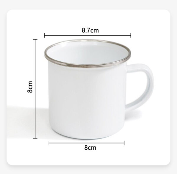 11oz Sublimation Blank White Enamel Mug with Silver Rim