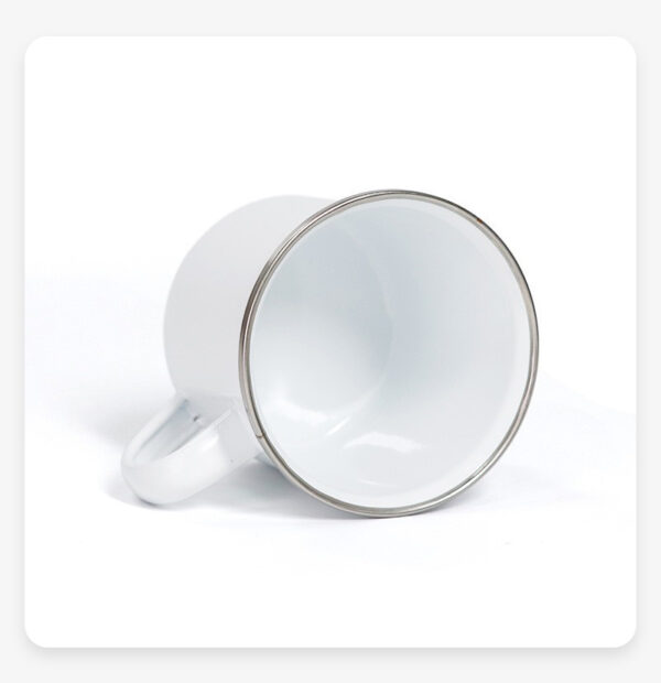 11oz Sublimation Blank White Enamel Mug with Silver Rim