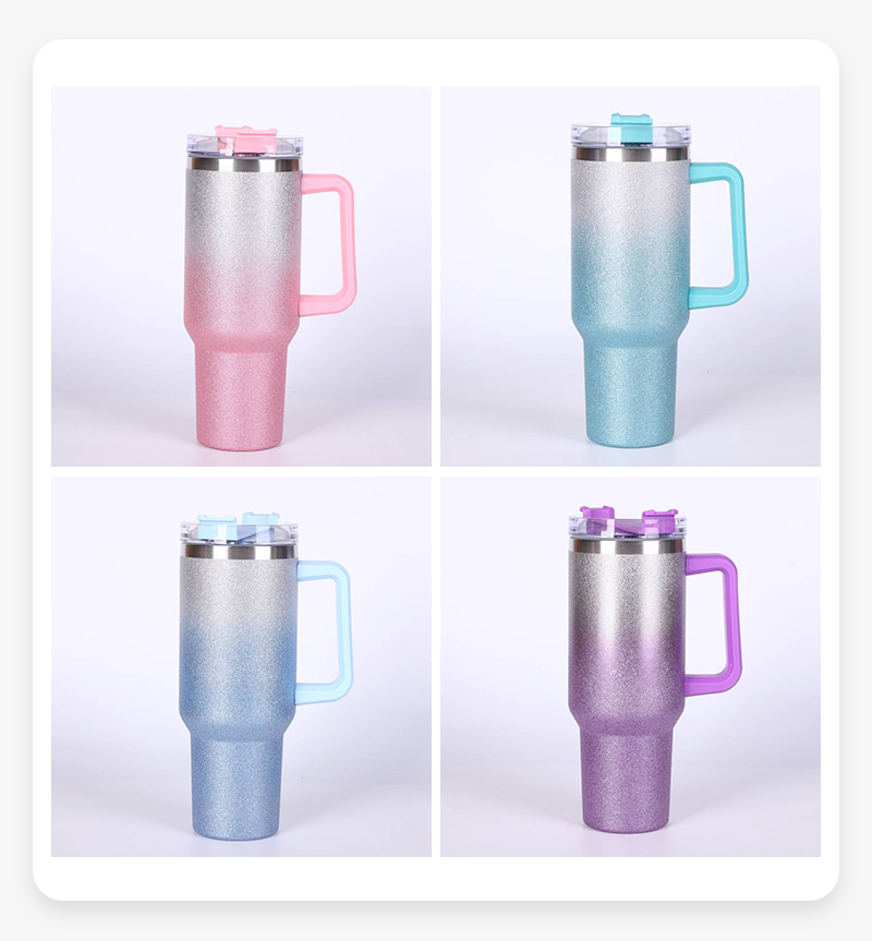 Gradient Glitter Tumbler 40oz Insulated Stainless Steel Water