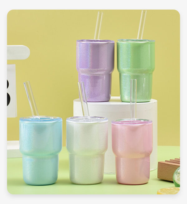 Wholesale 3oz Sublimation Shot Glass Glitter Wine Mugs with Lids and Straw