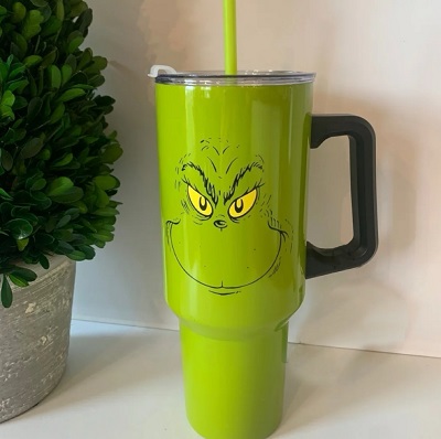 Dr. Seuss The Grinch Face Holiday Coffee Mug Cup 16 Oz Green : Target