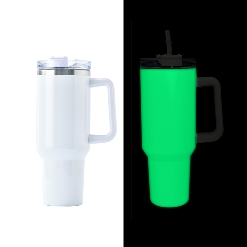Sublimation 40oz Glow in the Dark Tumblers with Handle Double Wall