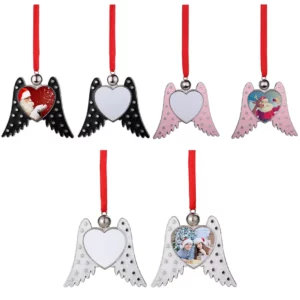 Sublimation Blank Zink Alloy Angel Wings Hanging Ornaments Pendant