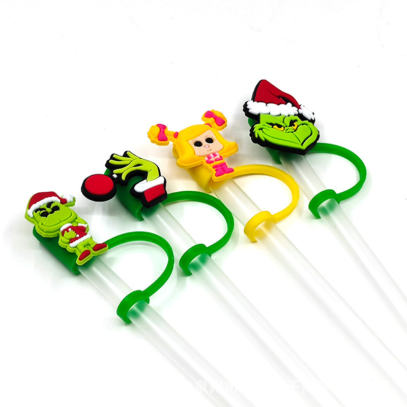 Festive Grinch Straw Toppers