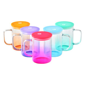 17oz Sublimation Transparent Gradient Glass Mug w/Handle