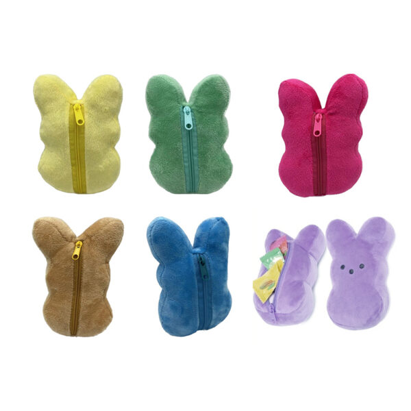 Soft Plush Peeps Bunny Doll Bag with Zipper for Easter