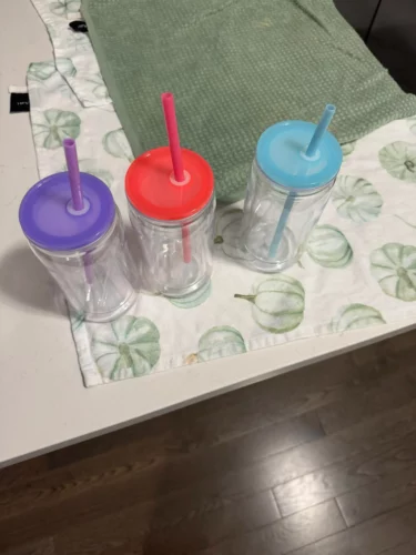 Wholesale 16oz Glass/Plastic Sublimation Snow Globe Soda Can with Colored Lids photo review