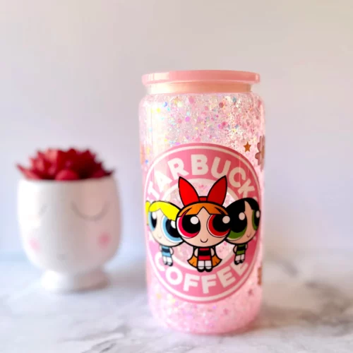 Wholesale 16oz Glass/Plastic Sublimation Snow Globe Soda Can with Colored Lids photo review