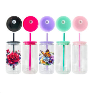 wholesale-16oz-glass/plastic-sublimation-snow-globe-soda-can-with-colored-lids