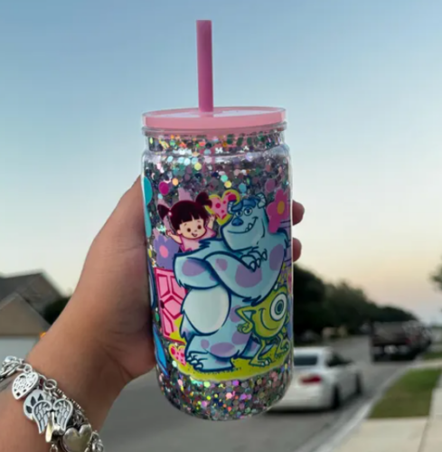 Wholesale 16oz Glass/Plastic Sublimation Snow Globe Soda Can with Colored Lids photo review