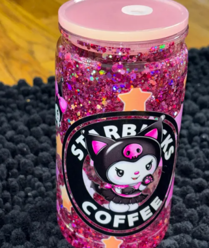 Wholesale 16oz Glass/Plastic Sublimation Snow Globe Soda Can with Colored Lids photo review