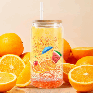 12/16/20oz Pre-Drilled Sublimation Snow Globe Glass Can with Bamboo Lid - Real Shot