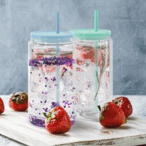 Wholesale 16oz Glass/Plastic Sublimation Snow Globe Soda Can with Colored Lids