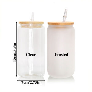 Size of 16/20oz Can Shaped Sublimation Beer Can Glass With Bamboo Lid