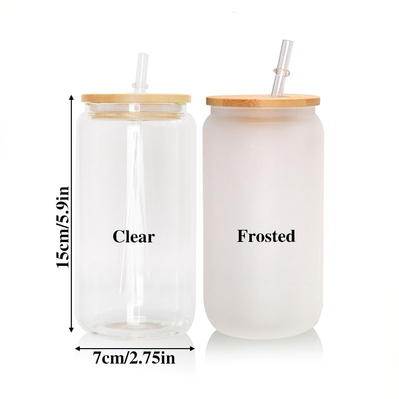 Size of 16/20oz Can Shaped Sublimation Beer Can Glass With Bamboo Lid