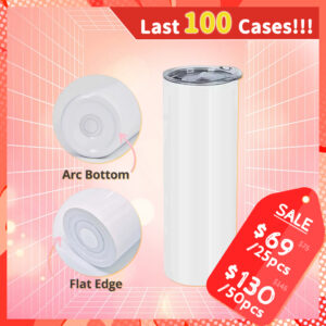 20oz Straight Sublimation Skinny Tumbler with Flat Bottom
