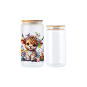 16oz beer glass can - highland cow