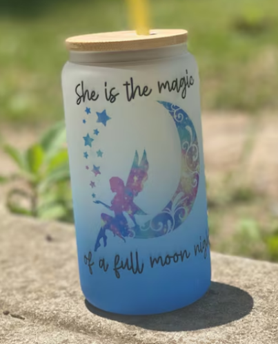 16/20oz Gradient Color Glass Jar Beer Glass Can with Lid and Straw photo review