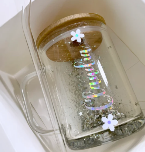 15oz Clear Sublimation Snow Globe Glass Mug with Handle photo review