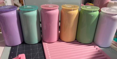 16oz Glossy Sublimation Stainless Steel Soda Beer Can with Colored PP Lids photo review