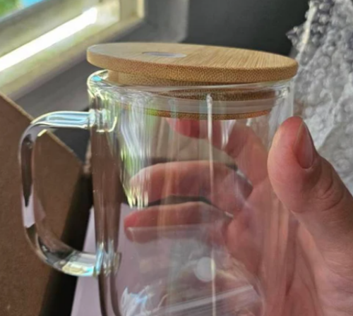 15oz Clear Sublimation Snow Globe Glass Mug with Handle photo review