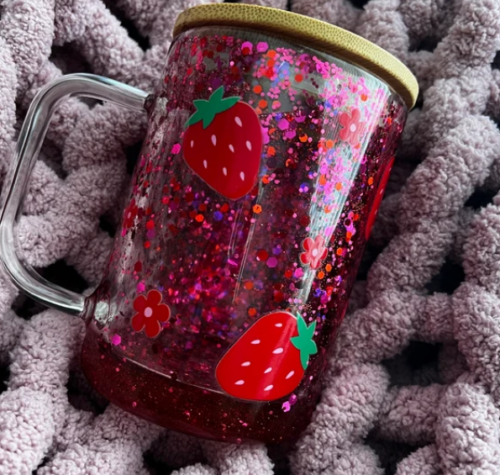 15oz Clear Sublimation Snow Globe Glass Mug with Handle photo review