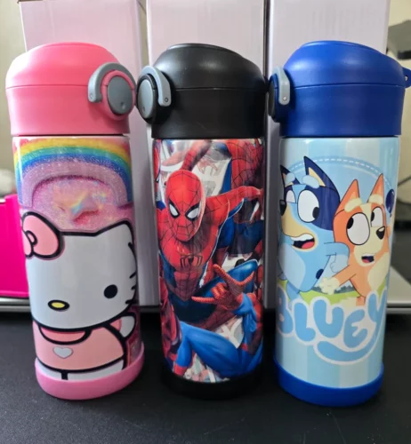 12oz Sublimation Flip Top Tumblers Kids Milk Cup Stainless Steel Water Bottle photo review