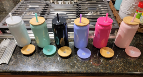 16oz Glossy Sublimation Stainless Steel Soda Beer Can with Colored PP Lids photo review