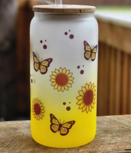 16/20oz Gradient Color Glass Jar Beer Glass Can with Lid and Straw photo review