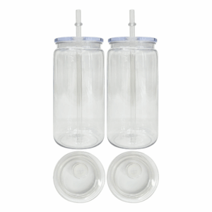 16oz Transparent Acrylic Plastic Libbey Beer Can w/PP Lids