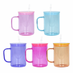 15oz Colored Sublimation Blank Glass Tumblers with Handle