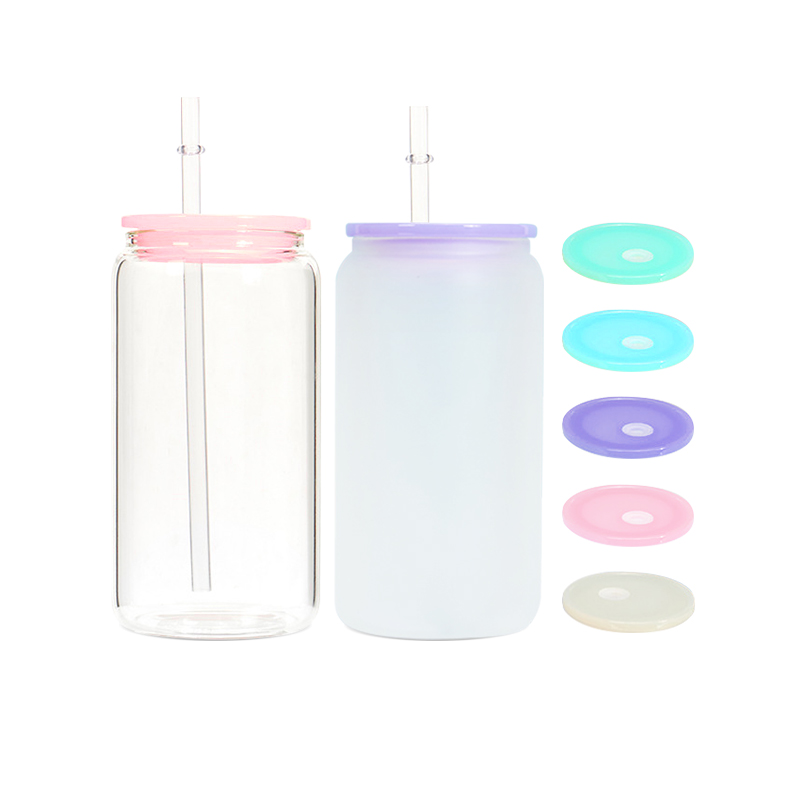 Mixed Colors Plastic Replacement Lids for 16oz Glass Can