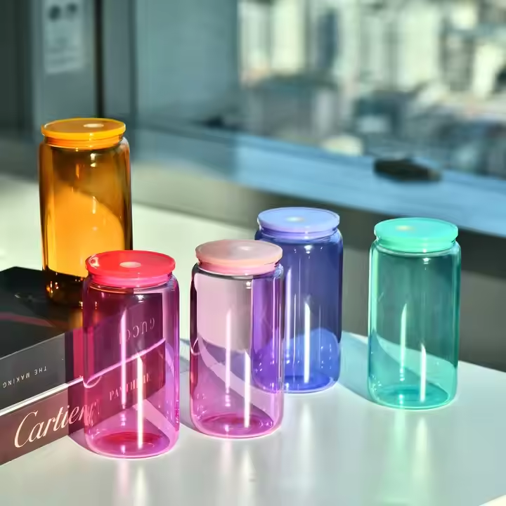 16oz Transparent Dark-Colored Plastic Jelly Soda Can with PP Lids