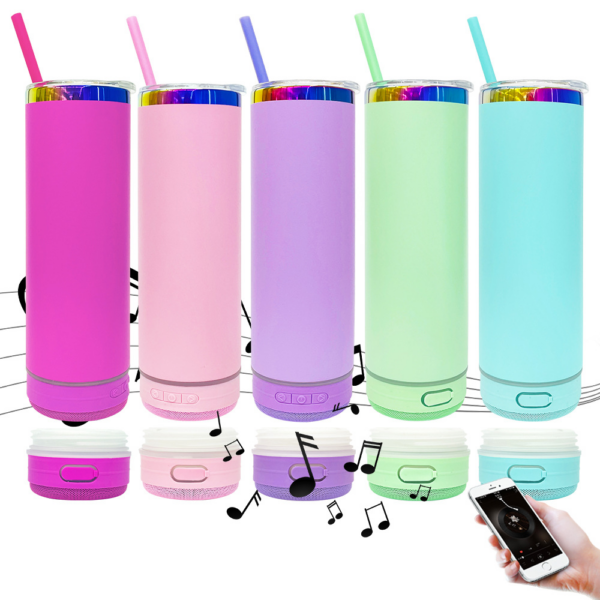 20oz Powder Coated Bluetooth Speaker Tumblers for Laser Engraving
