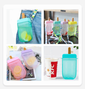 300ml/10oz Ice Cream Shaped Portable Kettle Plastic Popsicle Water Bottle