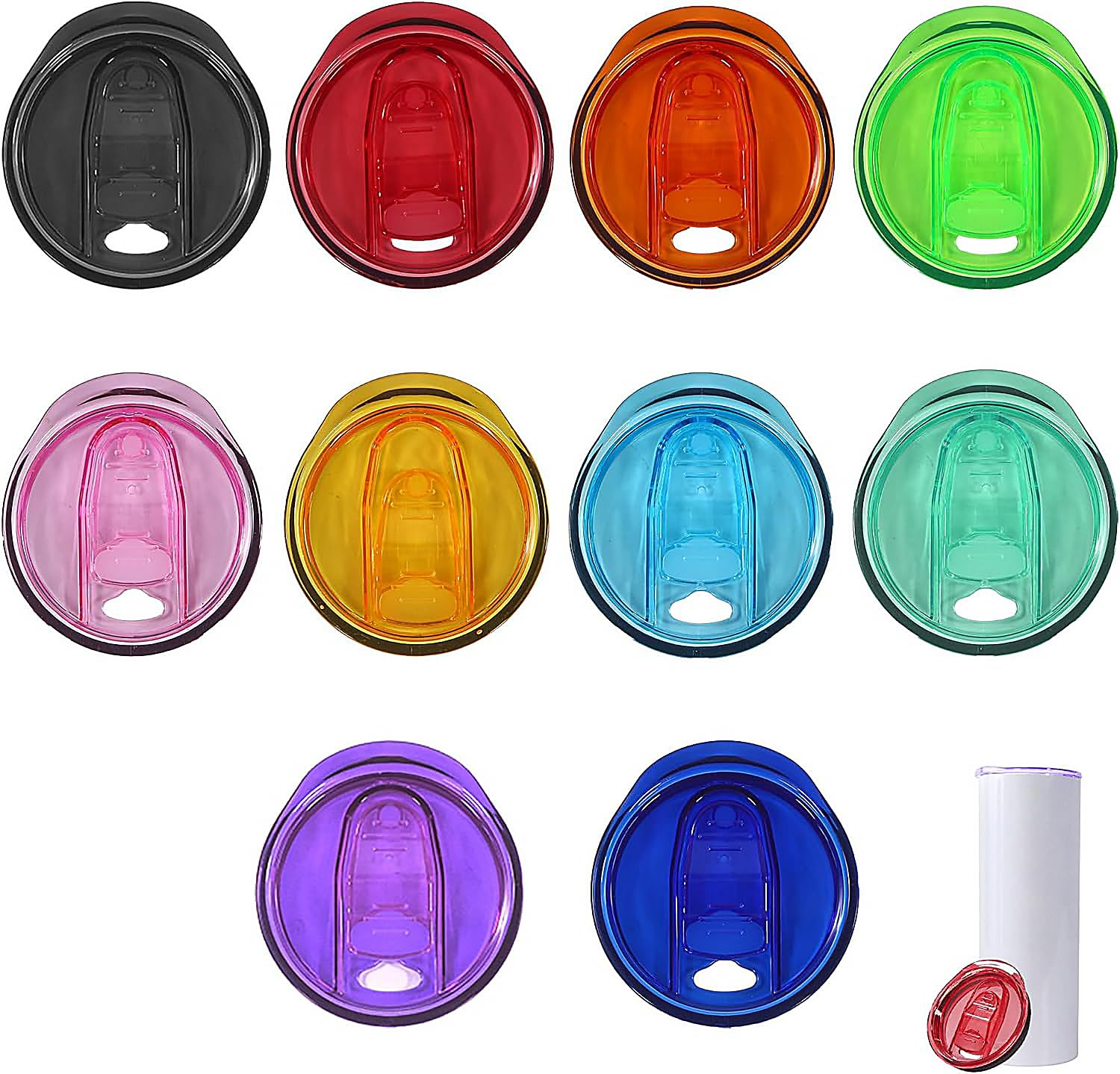 Mixed Colors Plastic BPA Free Replacement Lids for 20oz Skinny Tumblers