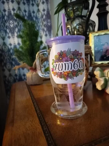 20oz Colored/Clear/Frosted Sublimation Glass Mugs with Handle Colorful Straws& Lids photo review