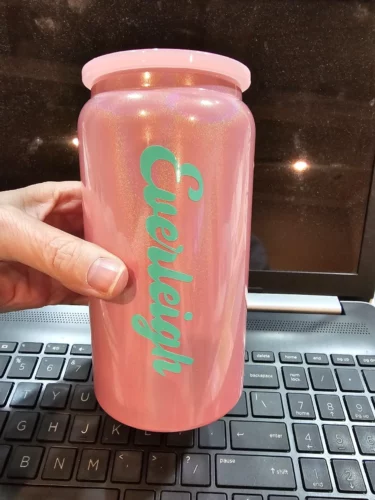 16oz Sublimation Glitter Stainless Steel Soda Can with Colorful Straw photo review