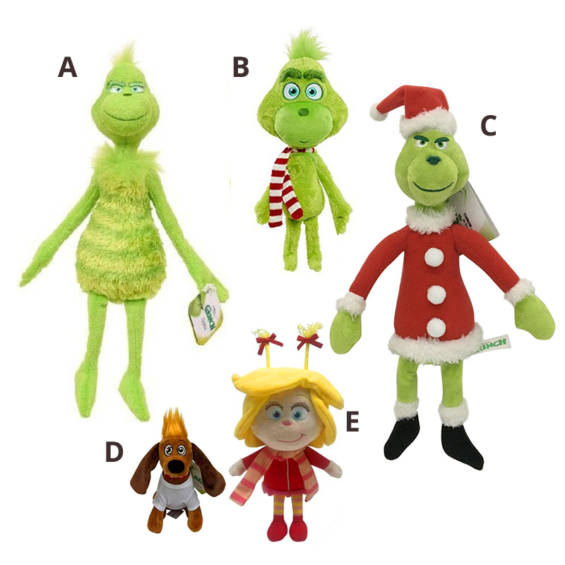 Christmas Grinch Stuffed Toy Dog Plush Xmas Gift Set of 3 Plush Toys