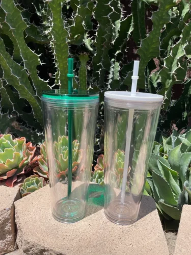 24oz Double Wall Snow Globe Acrylic Plastic Cup Coffee Mug 25pcs photo review